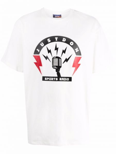 T-shirt di cotone con stampa Just Don bianco