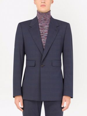 Kostkovaný vlněný oblek Dolce & Gabbana modrý
