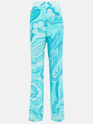 Pantaloni de mătase cu imagine Etro albastru