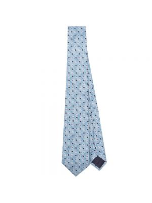 Jedwabny krawat w grochy Tagliatore niebieski