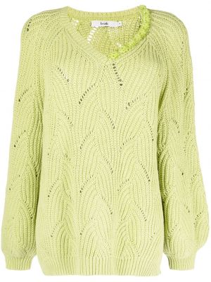 Плетен пуловер с v-образно деколте B+ab зелено