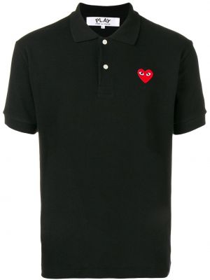 Polo marškinėliai su širdelėmis Comme Des Garçons Play juoda