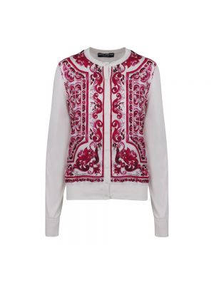 Jedwabny sweter z nadrukiem Dolce And Gabbana różowy