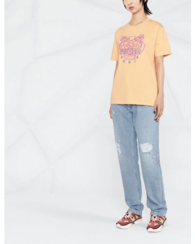 T-krekls ar izšuvumiem ar tīģera rakstu Kenzo oranžs