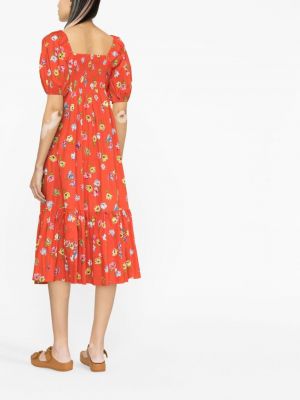 Mustriline lilleline puuvillased kleit Kate Spade punane