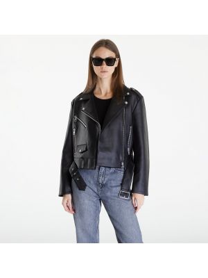 Kožené džíny z imitace kůže Calvin Klein černé