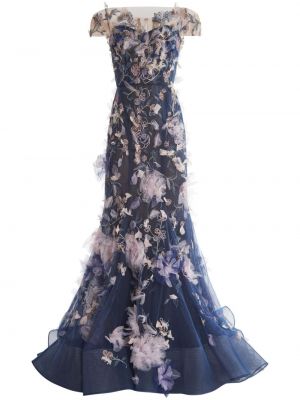 Večernja haljina s cvjetnim printom Marchesa plava