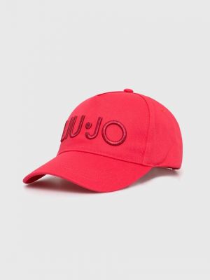 Памучна шапка с козирки с апликация Liu Jo розово