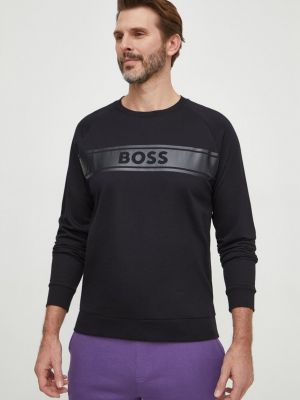 Bluza bawełniana z nadrukiem Boss czarna