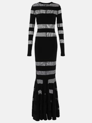Мрежеста макси рокля от джърси Norma Kamali черно