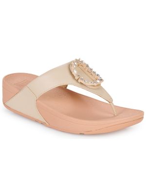 Kožne sandale s kristalima Fitflop ružičasta