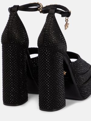 Sandales à plateforme à imprimé Versace noir