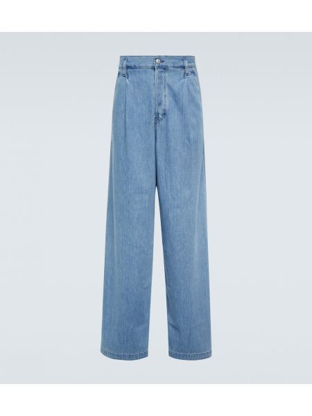 Veckade hög midja straight leg-jeans Dries Van Noten blå