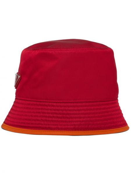 Двустранна найлонова шапка Prada червено