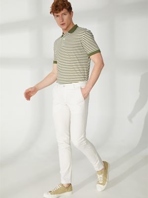 Белые мужские брюки узкого кроя с нормальной талией и нормальными штанинами AT.P.CO
