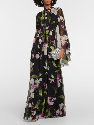 Svilena maksi haljina s cvjetnim printom Erdem