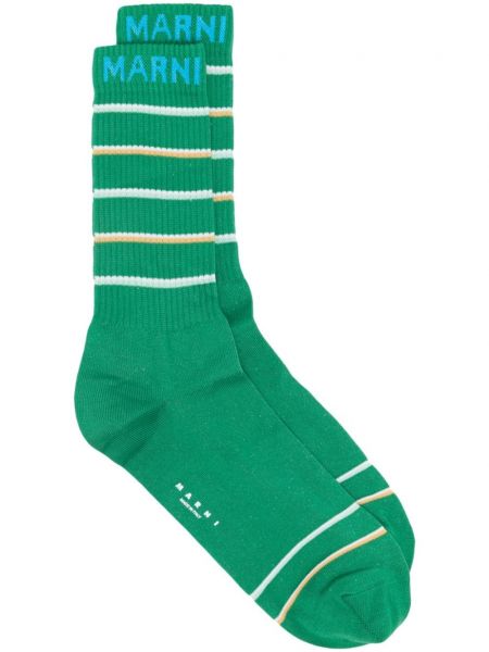 Bavlnené ponožky s výšivkou Marni zelená