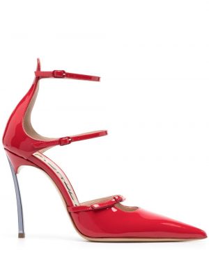 Кожени полуотворени обувки Casadei червено