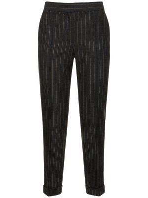 Pruhované vlněné rovné kalhoty Moschino šedé