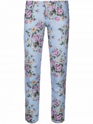 Pantaloni skinny a fiori Dsquared2 blu