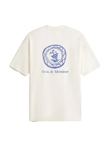 Koszulka z nadrukiem bawełniana Drole De Monsieur beżowa