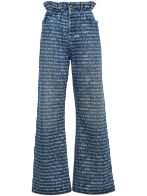 Laia lõikega mustriline teksapüksid Miu Miu sinine