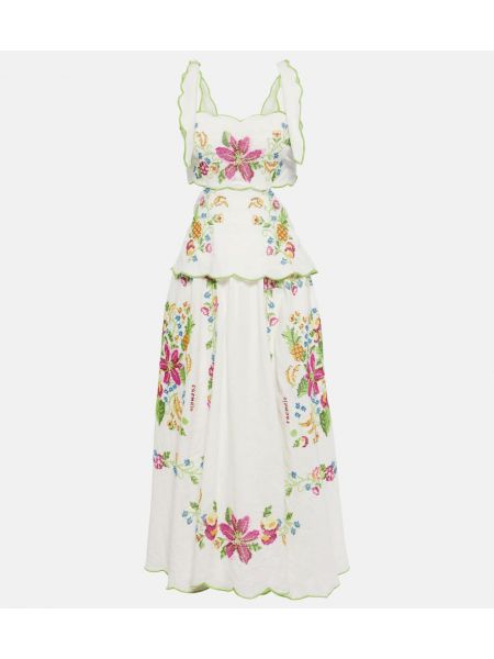 Φλοράλ μίντι φόρεμα Farm Rio λευκό