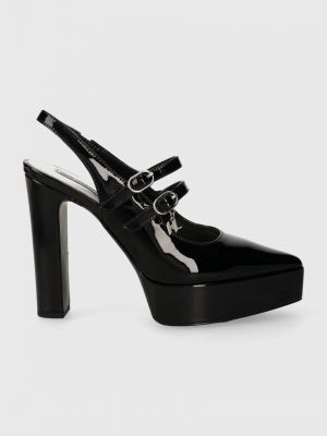Ниски обувки с ток на платформе с отворена пета Karl Lagerfeld черно