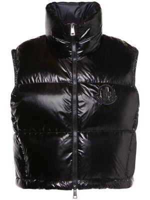 Pérová nylónová vesta Moncler čierna