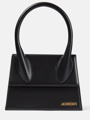 Usnjena nakupovalna torba Jacquemus črna