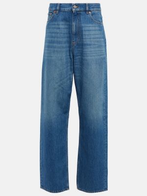 Синие прямые джинсы с низкой талией Valentino