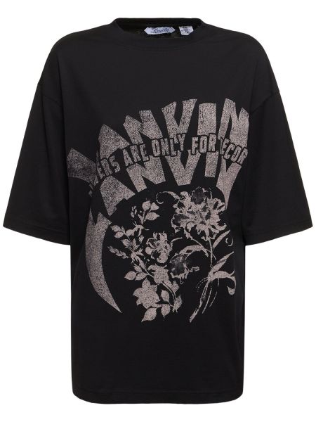 T-shirt di cotone in jersey Lanvin nero