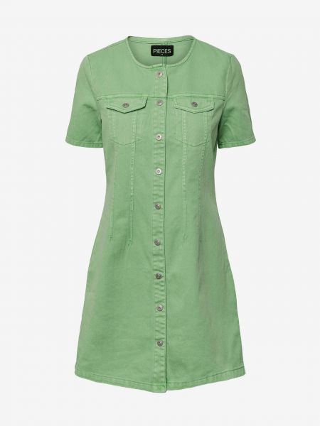 Košilové šaty Pieces zelené