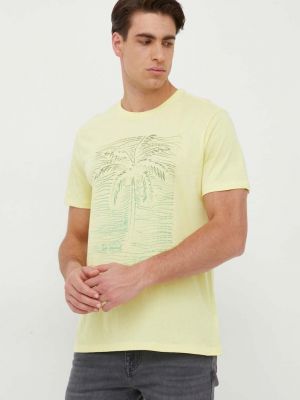Памучна тениска с дълъг ръкав с принт Gap жълто