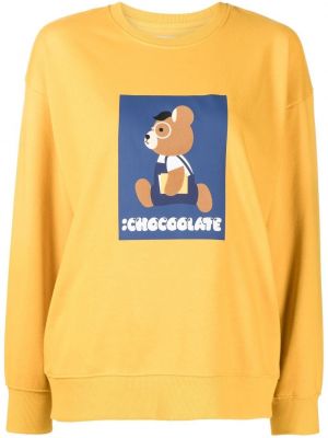 Rund hals trykt sweatshirt Chocoolate gul