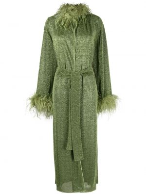 Dlouhý kabát z peří s dlouhými rukávy Oseree - zelená