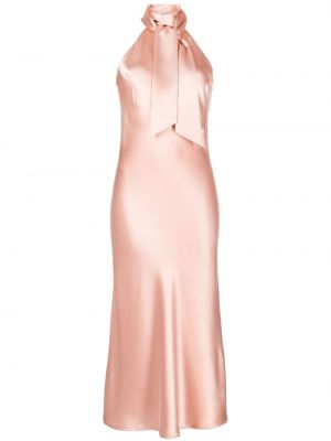 Saténové koktejlové šaty Galvan růžové