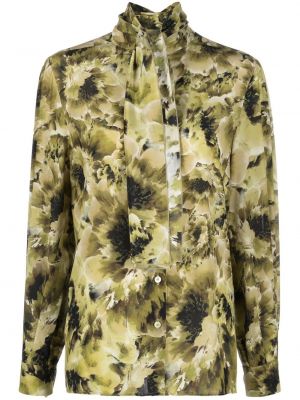 Trykt floral bue krage bluse Alberta Ferretti grønn