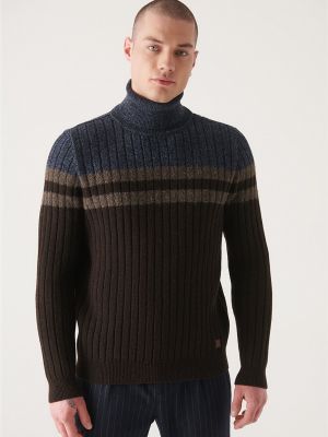 Vilnas džemperis ar augstu apkakli Avva brūns