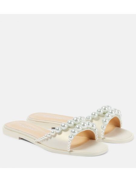 Pantofi cu perle din piele Mach & Mach alb
