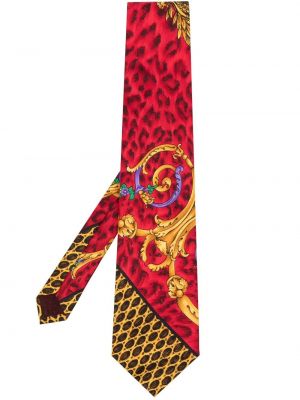 Копринена вратовръзка с принт Versace Pre-owned червено