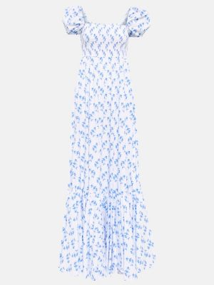Bavlněné midi šaty s potiskem Caroline Constas - bílá