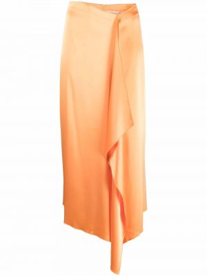 Oranžové saténové midi sukně Nanushka