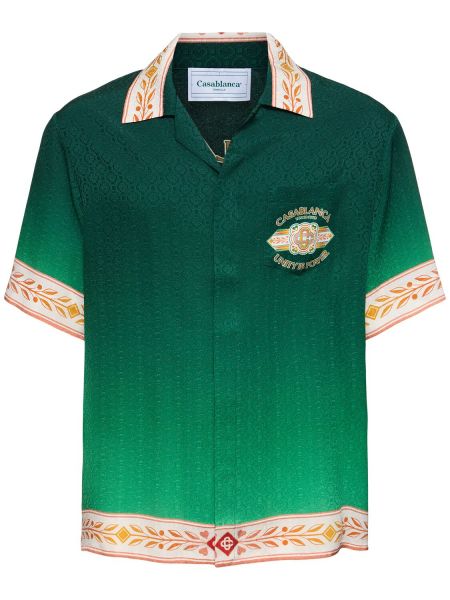 Hedvábná košile s potiskem Casablanca zelená