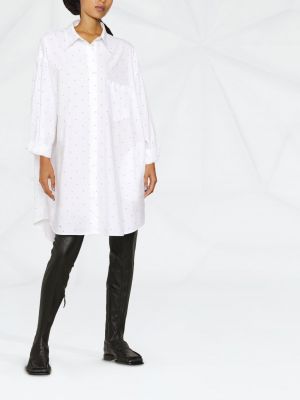 Robe chemise en coton à pois Mm6 Maison Margiela blanc