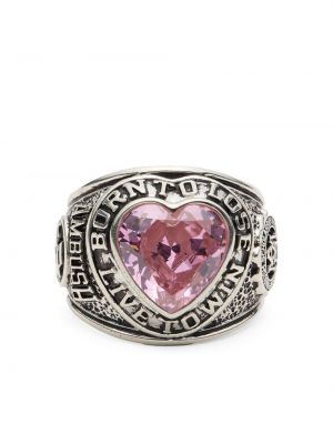 Žiedas su kristalais su širdelėmis Ambush sidabrinė