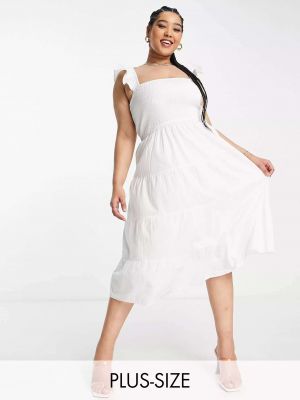 Платье миди с рюшами In The Style белое