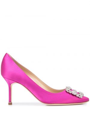 Calzado de seda con tacón de cristal Manolo Blahnik rosa