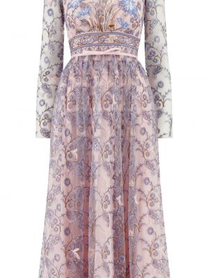 Vakarinė suknelė iš tiulio su paisley raštu Giambattista Valli rožinė