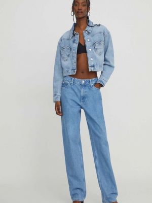 Kurtka jeansowa oversize Moschino Jeans niebieska